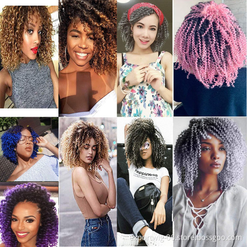 Mali Bob Twist Crochet Hair Extensions Wavy Kinky Braiding Hair Colorful Braids Synthetic Fiber 3 Pieces Per Pack For Beauty